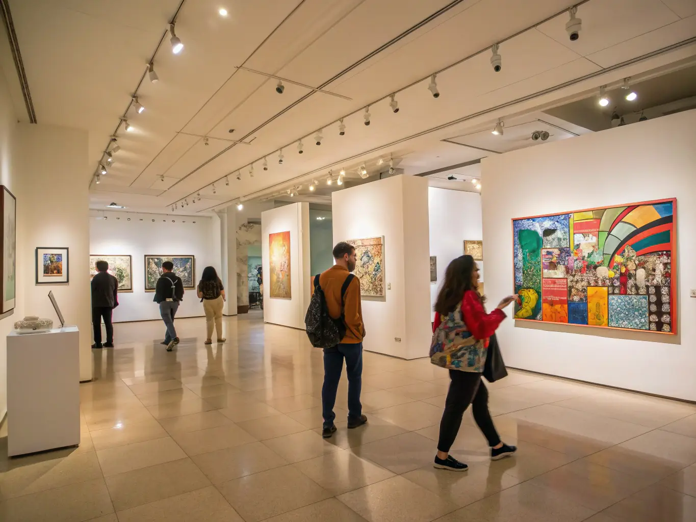 A photograph of a successful art exhibition organized by SCHIZOID RECORDS, featuring works from emerging artists and attracting a diverse audience.